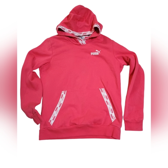 Puma Other - Puma Pink Pullover Hoodie with White Logo Youth Medium